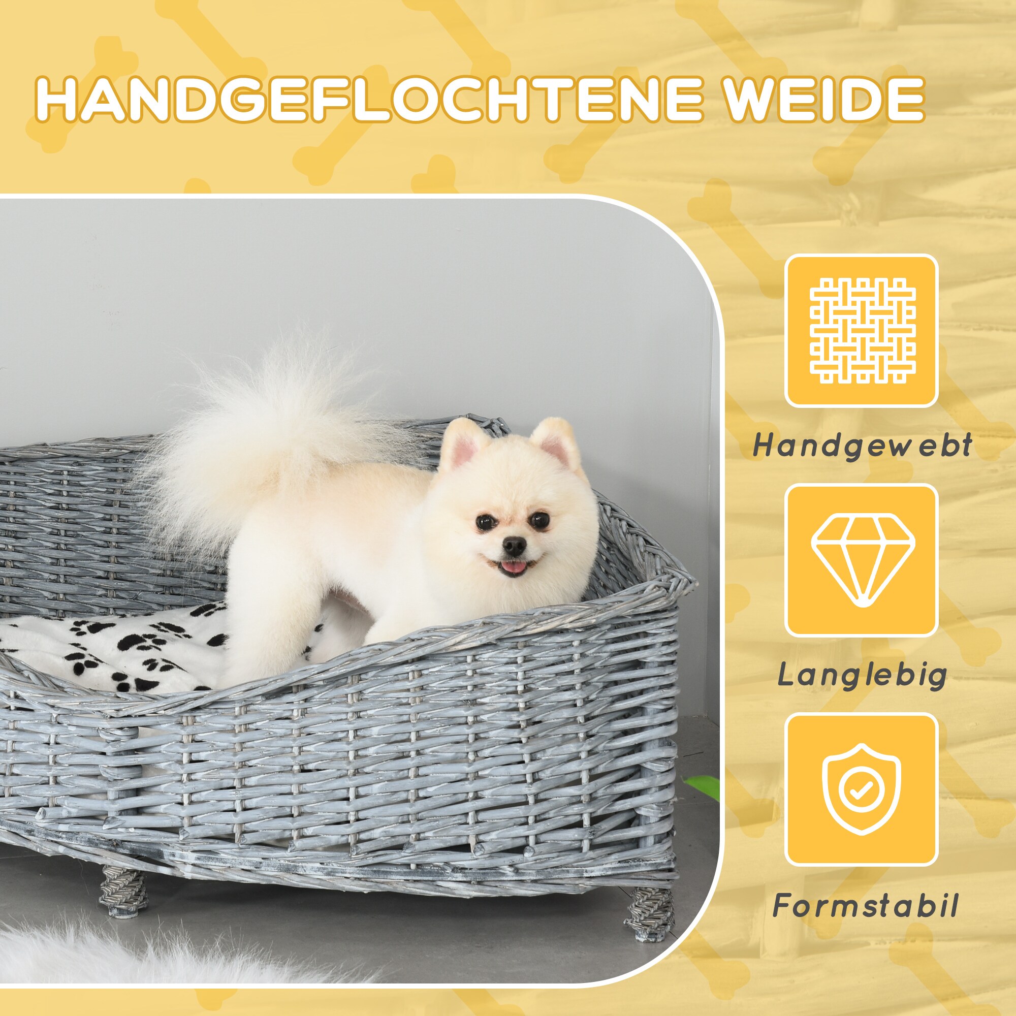 PawHut Haustierbett mit Kissen grau 68B x 68T x 32H cm