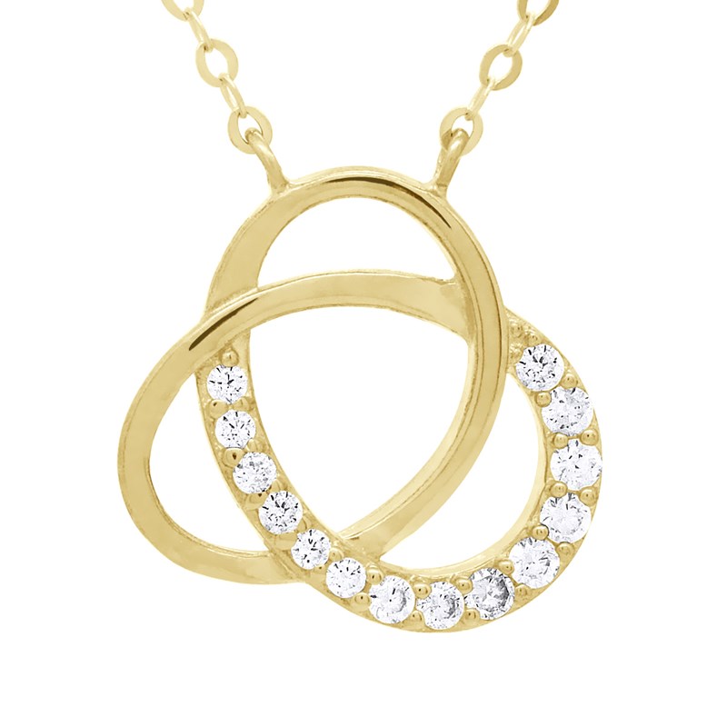Collier - Pendentif Fantaisie Orné d'Oxydes de Zirconium - Or Jaune