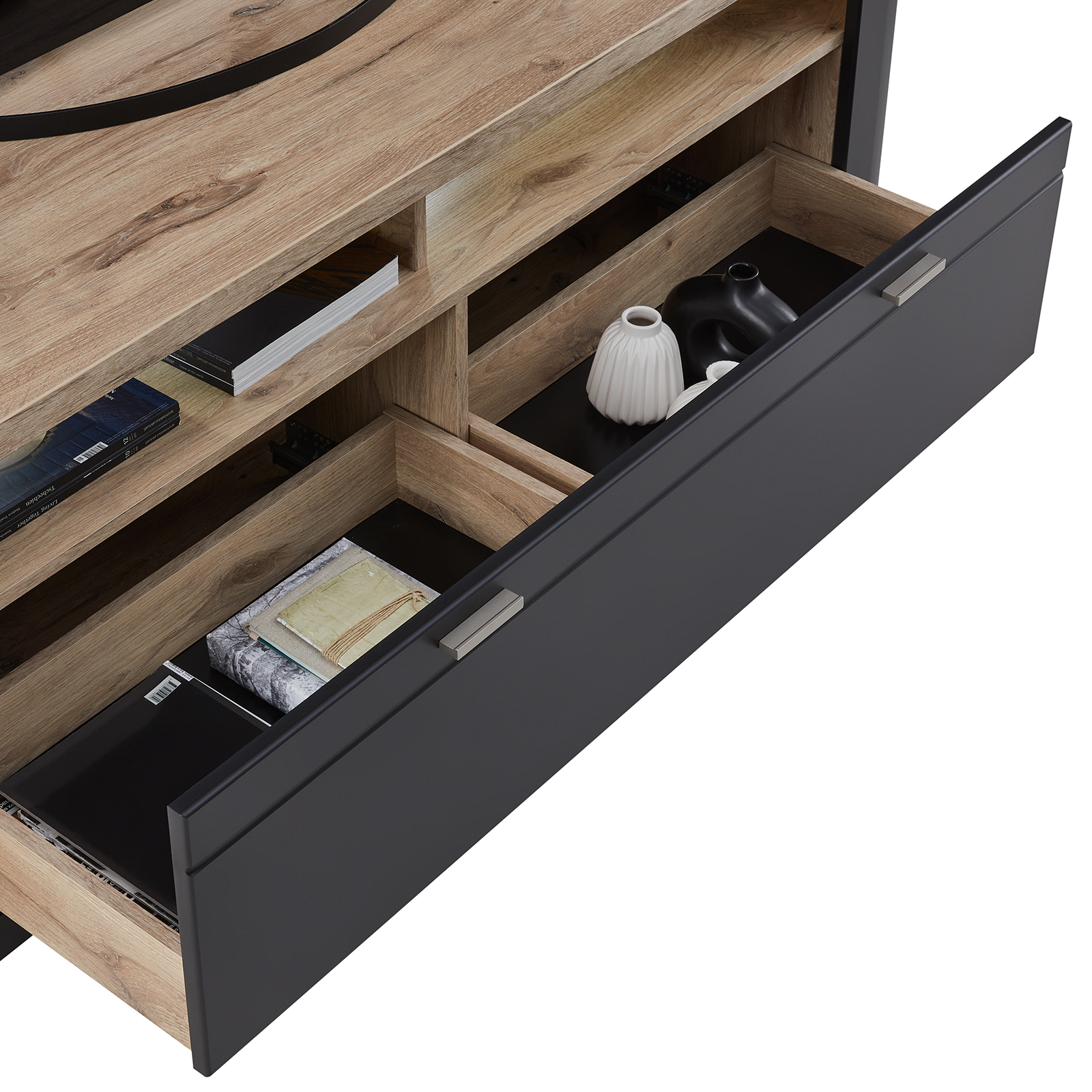 Lowboard GAME - Nox Oak-schwarz - mit Schubkasten