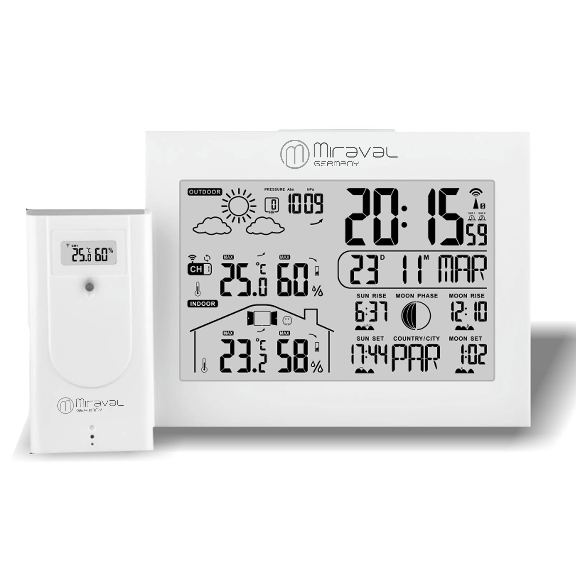 MiravalLCD Funk-Wetterstation mit Außensenor