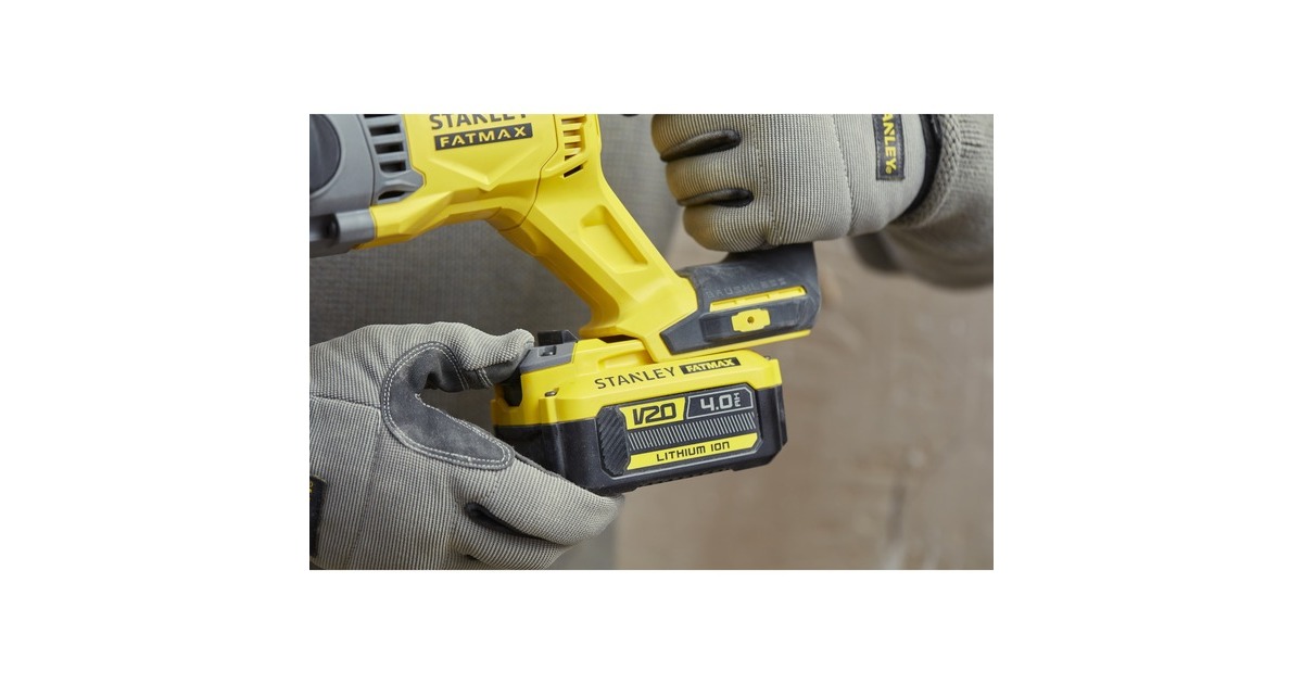 StanleyFATMAX V20 18V borstelloze accu hamerboorcombokit boorhamer  (Geel/zwart, SDS+, 2 accu's en lader inbegrepen, met koffer)