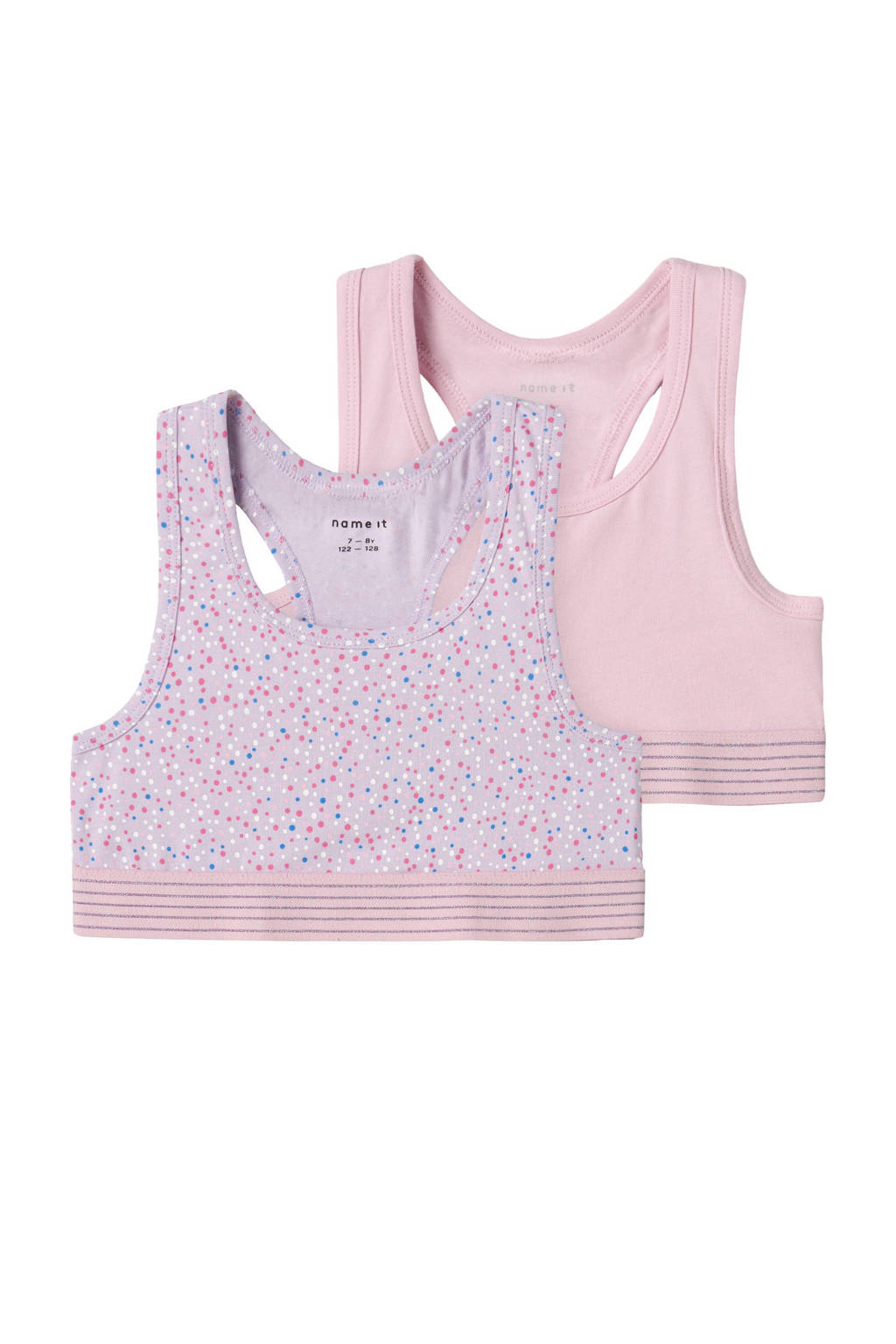 bh top NKFSHORT TOP DOT - set van 2 lila/roze