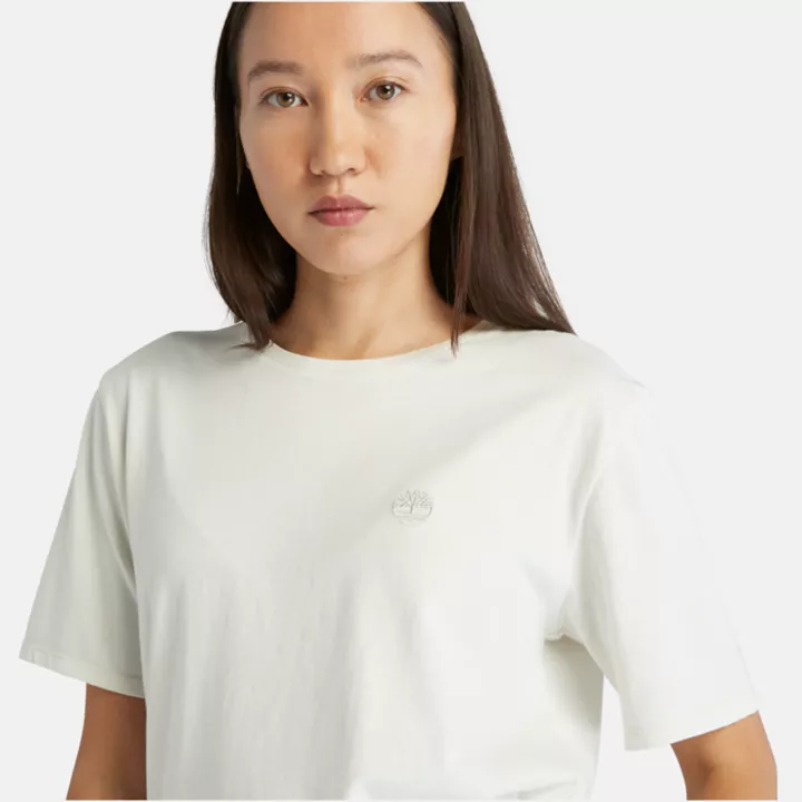 T-shirt avec logo brodé pour femme en blanc