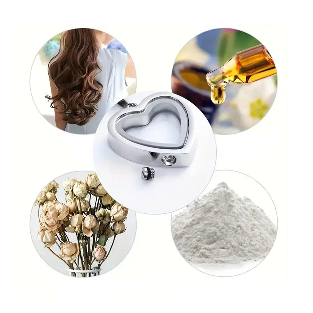 (50cm) Edelstahl Gedenkanhänger Halskette Befüllbarer Erinnerungsschmuck Herz für Haustier Asche / Haare / Blumen / Parfüm - Silber
