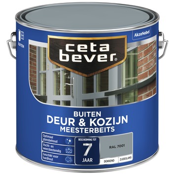 CetaBever Meesterbeits Deur & Kozijn zijdeglans dekkend RAL 7001 zilvergrijs 2,5 liter