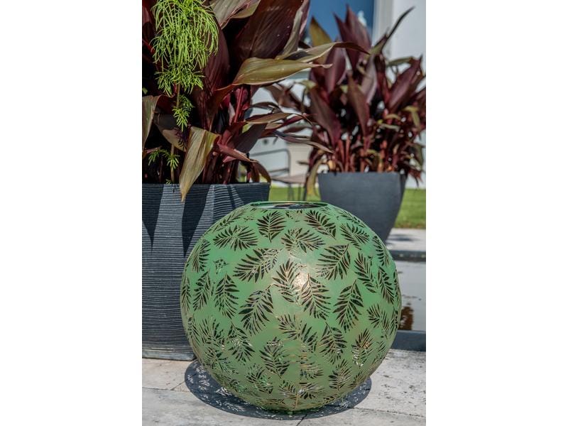 STT Laterne Solar Antic Ball Bamboo, Ø 30 cm, Grün Solarleuchte zum Aufstellen