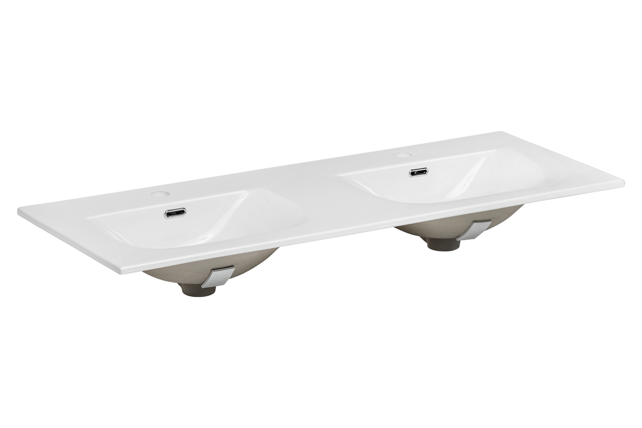 Comad Sky keramische dubbele wastafel 120cm wit glans
