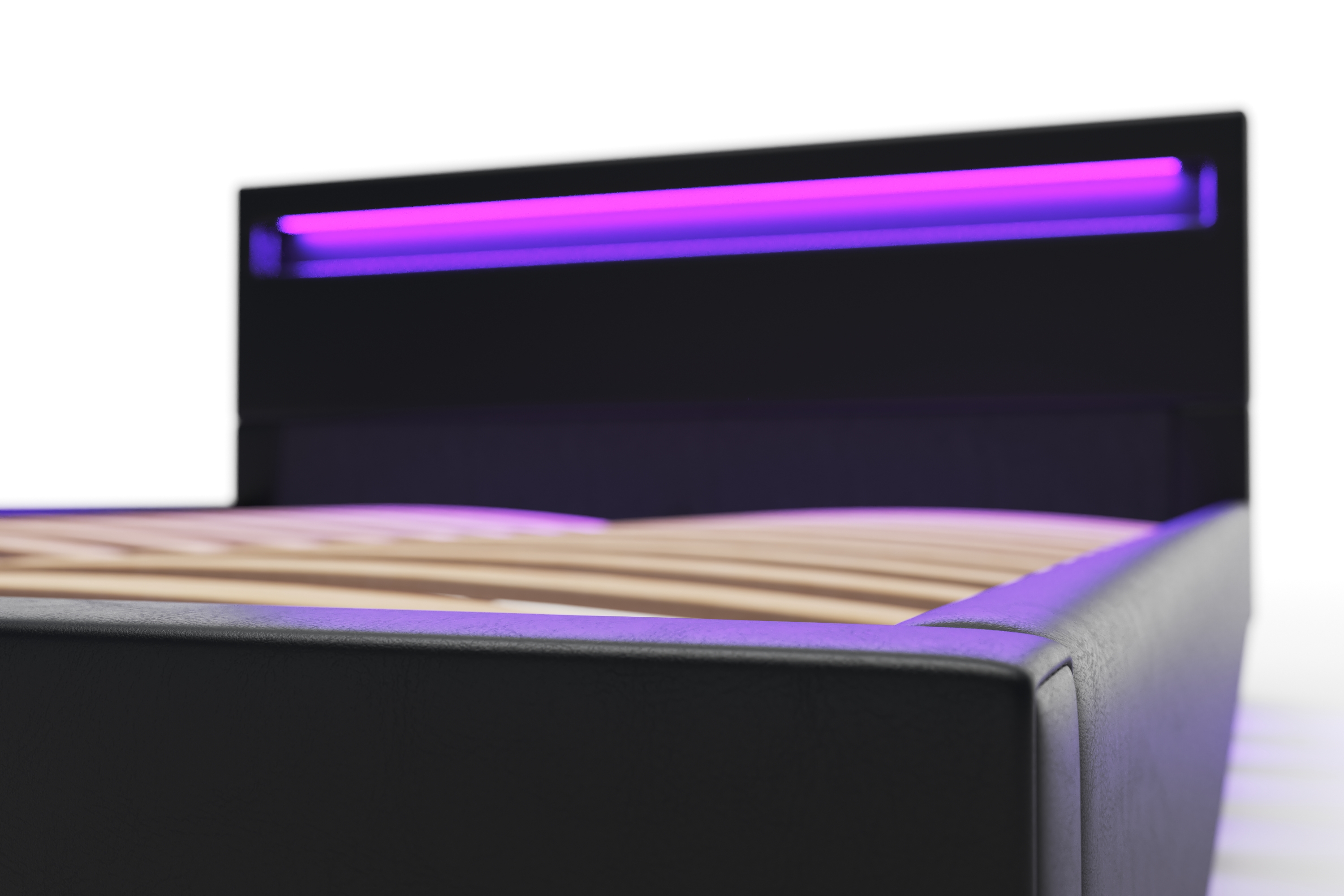 Lederbett LED DREAM 160 x 200 cm schwarz