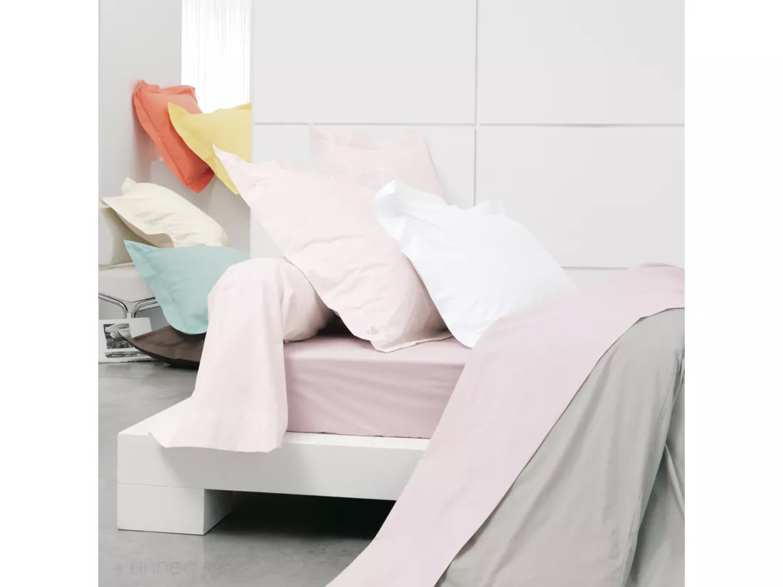 Drap plat uni 180x290 cm pur percale PRIMO Blanc