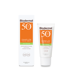 Biodermal Zonnefluïde Gezicht - Matterend SPF50  40ML