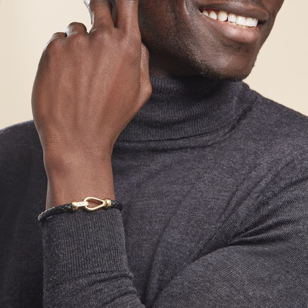 Bracelet Plaqué Or Steve Cuir