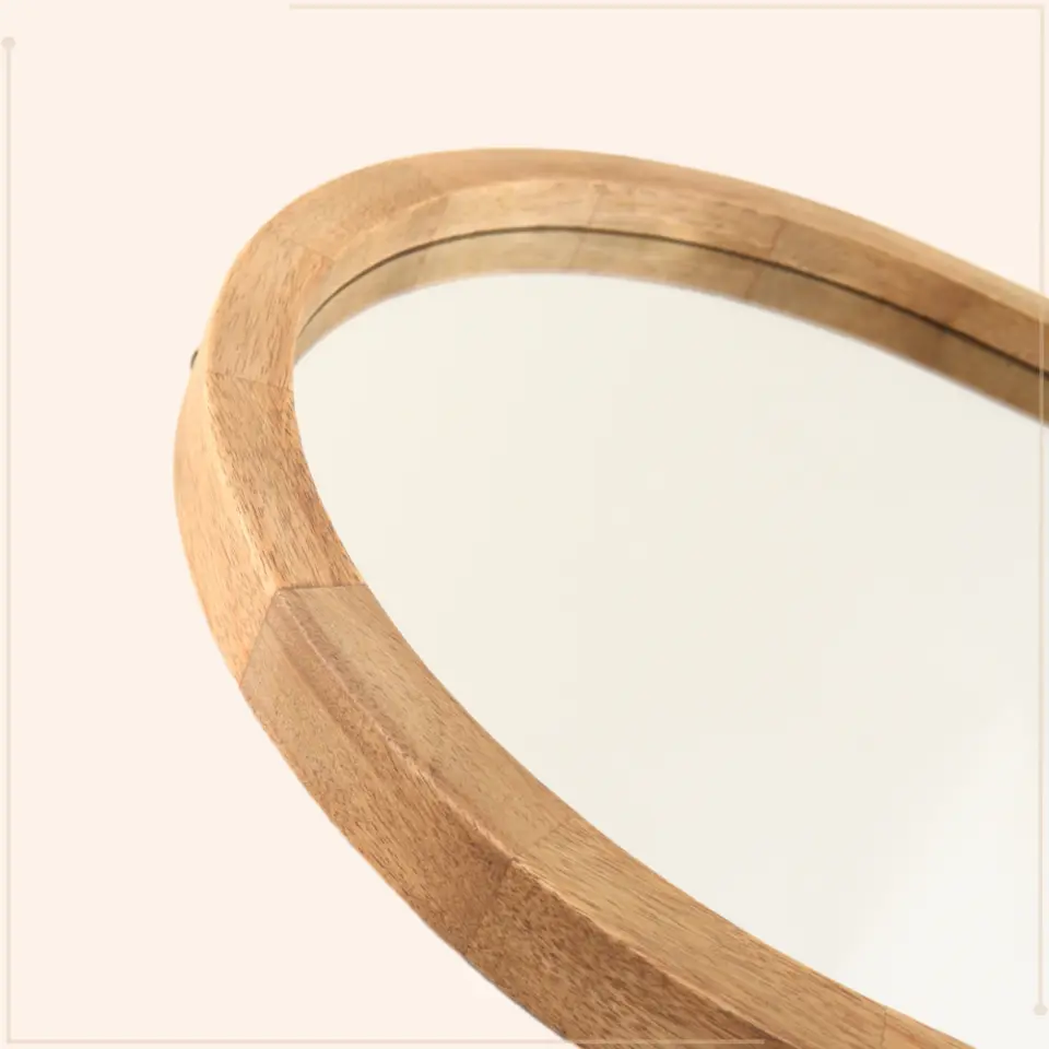 MISOU Passpiegel Ovaal Wandspiegel 35x90 cm Hout Spiegel Scandinavisch