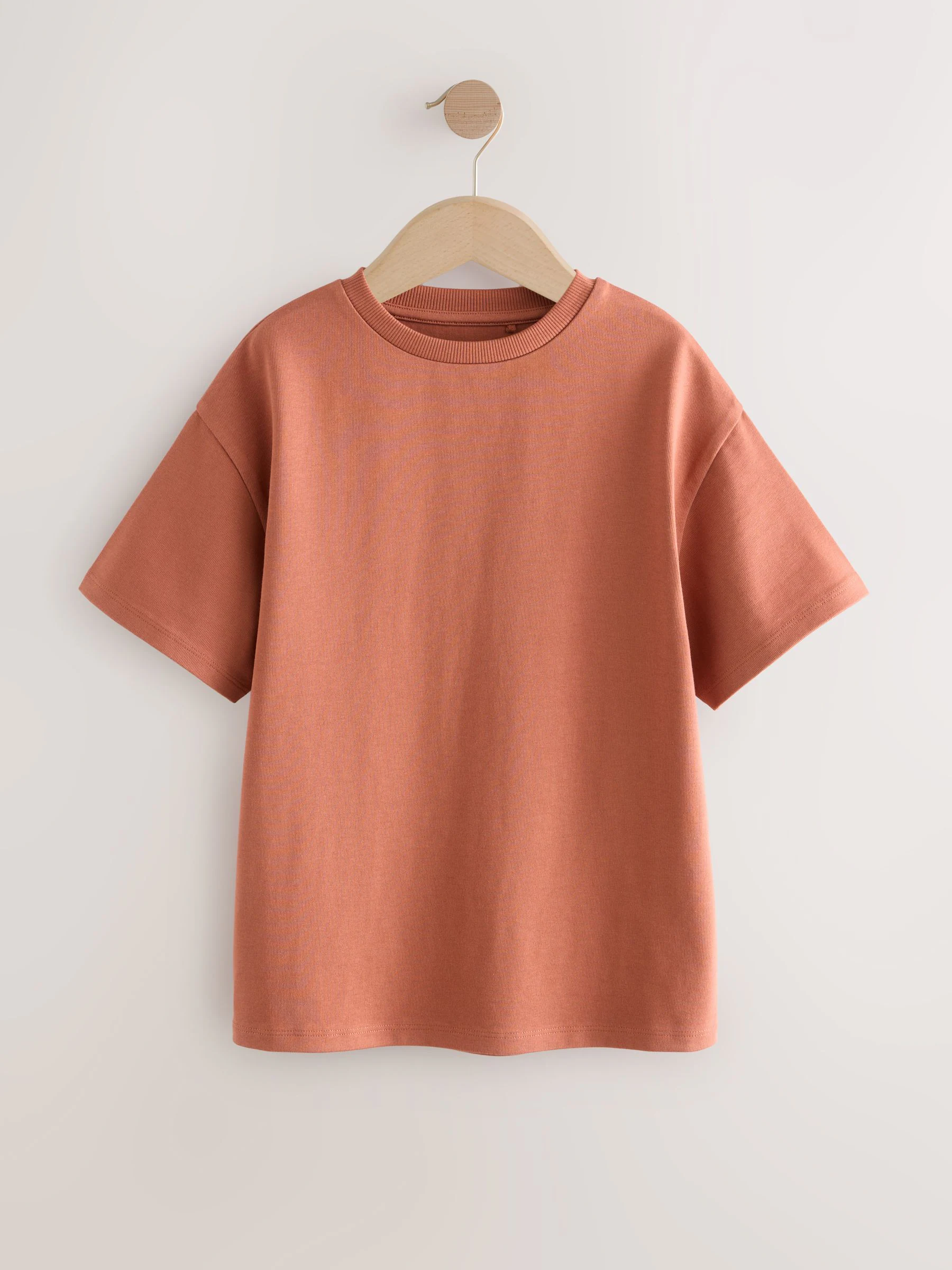 Roestbruin - Oversized zwaargewicht 100% katoenen T-shirt (3-16jaar)