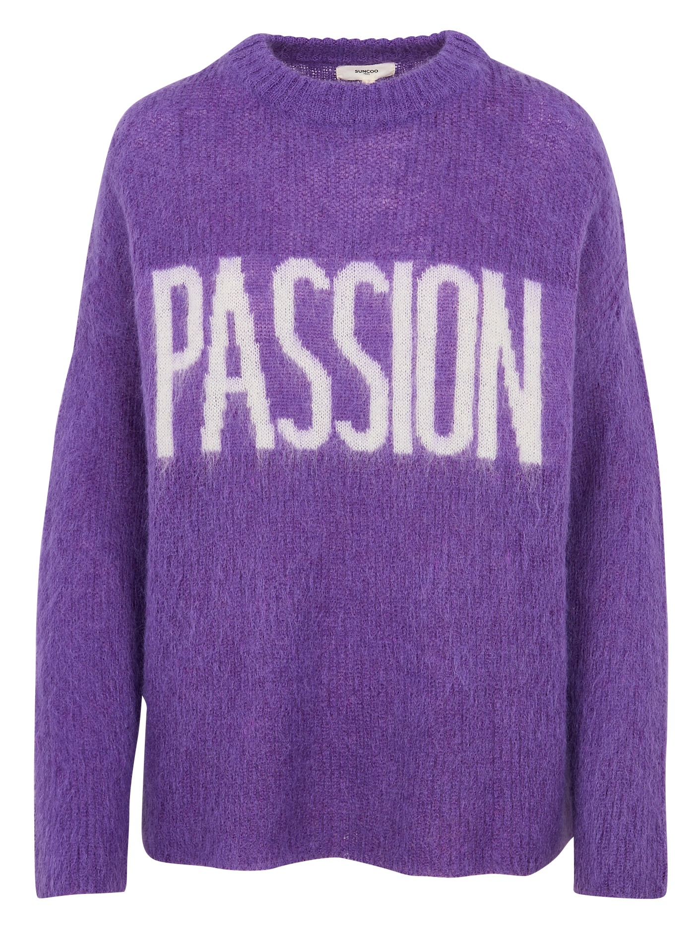 PASSION - Pull ample col rond en laine mélangée | Violet