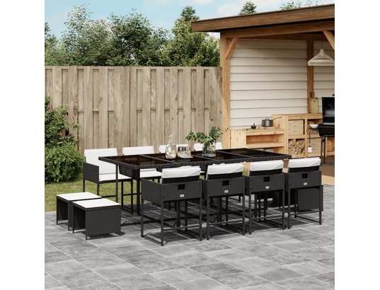 VIDAXL - Ensemble table et chaises Ensemble à manger de jardin 13 pcs coussins noir résine tres...