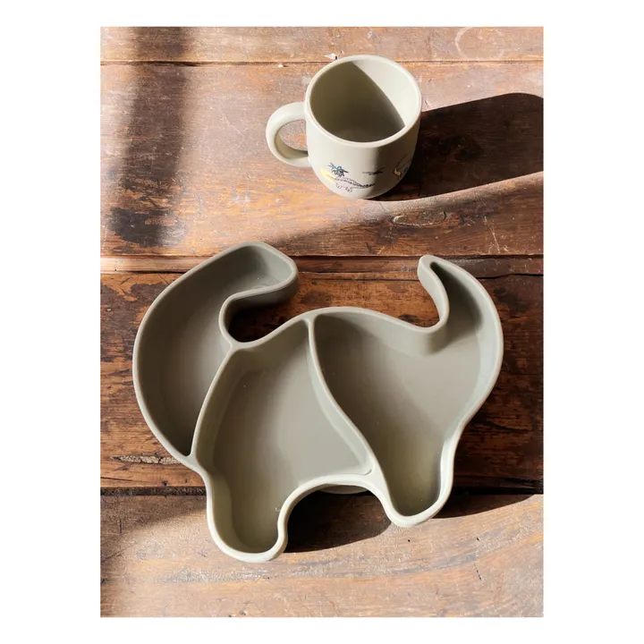 Konges Sløjd Set repas en silicone Dino | Gris