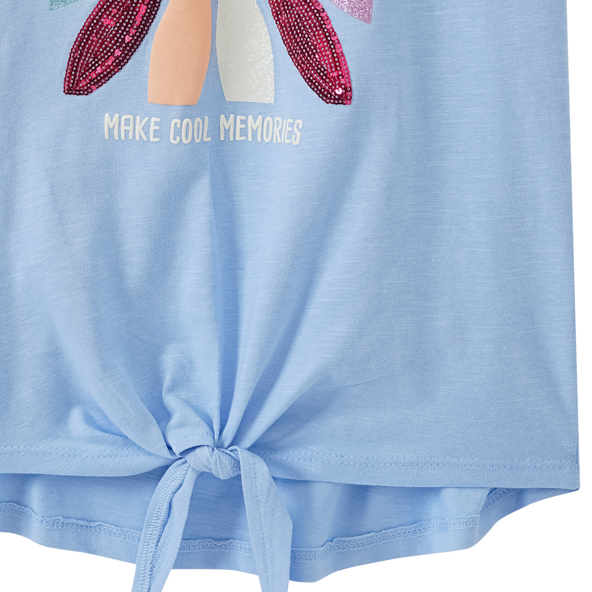 Yigga Mädchen T-Shirt mit Knotendetail hellblau
