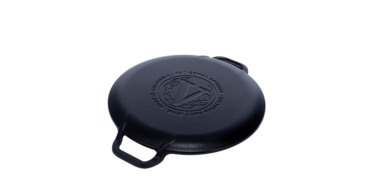 VictoriaPizzapan met twee handgrepen 25 cm, Seasoned bak-/braadpan  (Zwart, Color packaging)