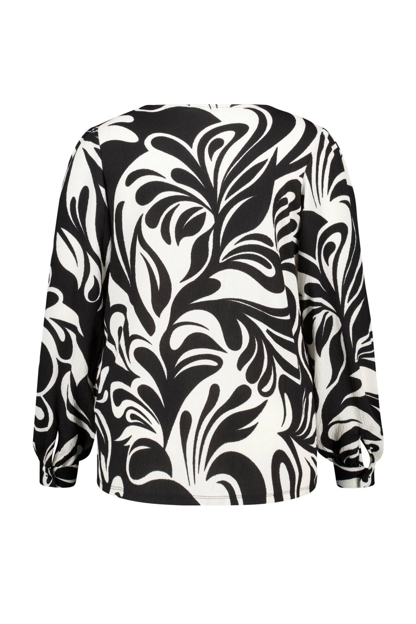 MS Mode blouse met all over print zwart/wit