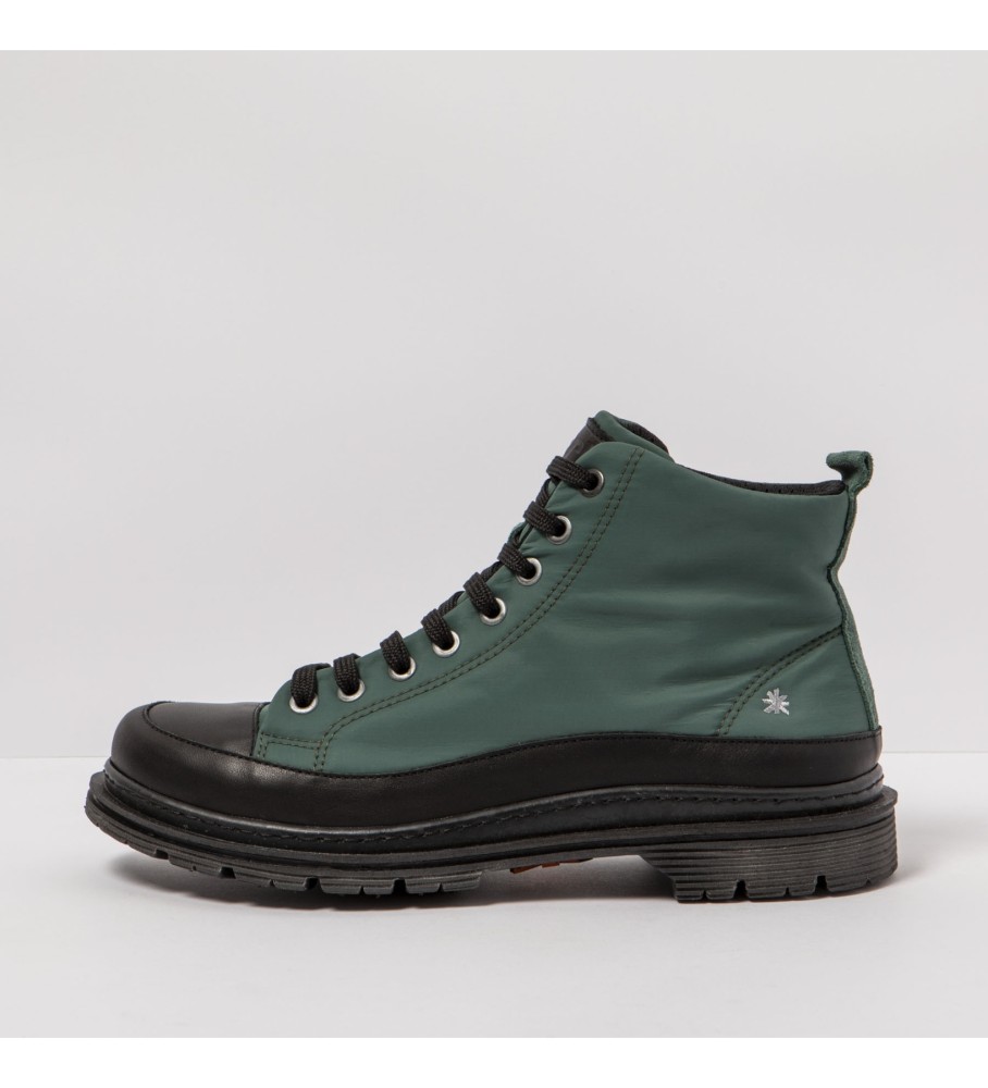 Botas de tornozelo em couro verde escuro Art