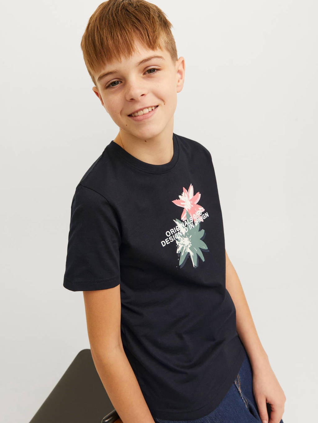 JACK & JONES T-shirt JORTAMPA met printopdruk zwart