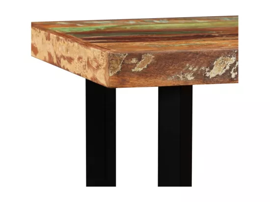 Ensemble de bar 5 pcs Bois massif recyclé et cuir véritable