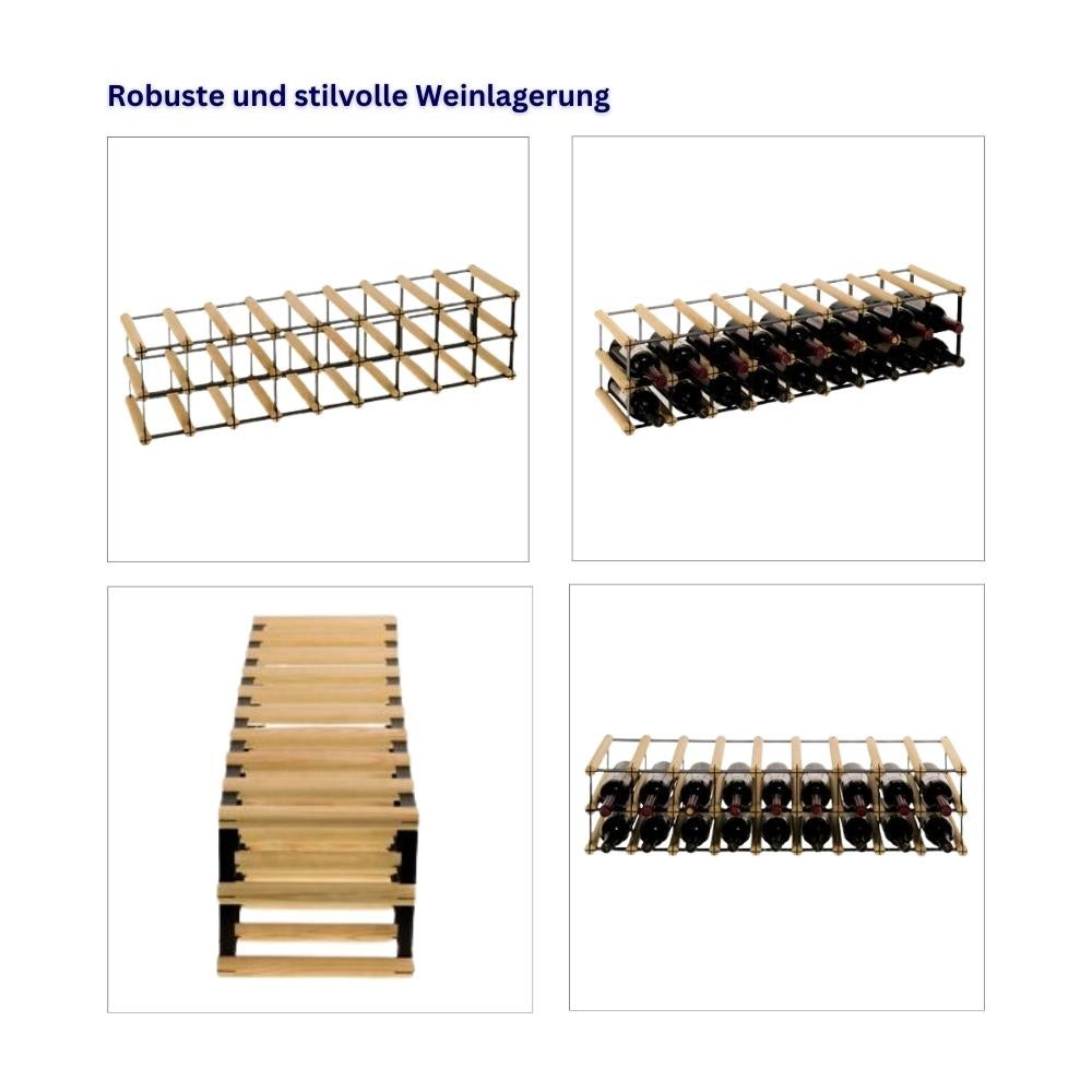 PROREGAL Modulair Wijnrek Vinotega Mod Metaal HxBxD 22,5 x 92,5 x 24,5 cm 9 x 2 Flessen Massief grenenhout Bruin Geolied