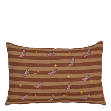 Kussen streep hakken bruin 55 x 35 cm