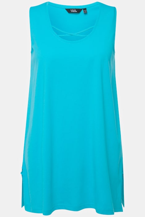 Longtop, Zierbänder, A-Linie, Rundhals, ärmellos