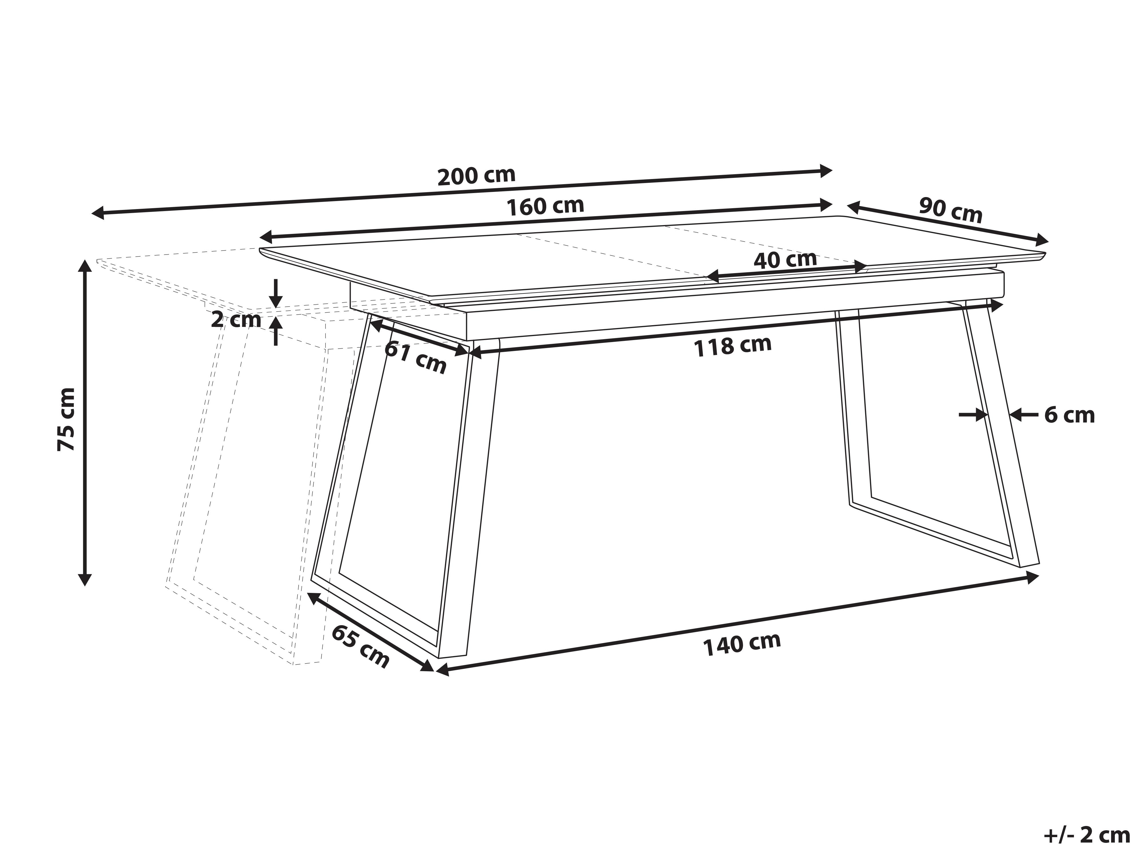 Eettafel uitschuifbaar KALUNA Wit 90 cm 160/200 cm