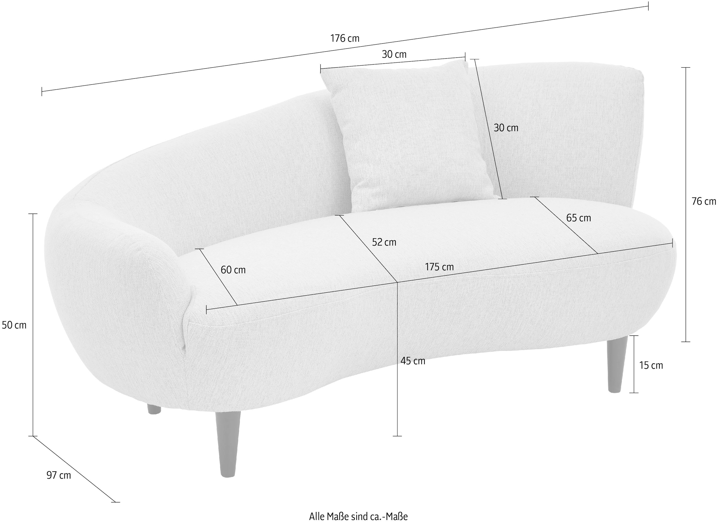 ATLANTIC home collection Chaiselongue »Olivia« Nierenform-Sofa mit Zierkissen im Originalbezug