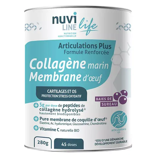 Nuviline Colágeno Marinho para Articulações Plus com Membrana de Ovo Sabor Sabugueiro 280g