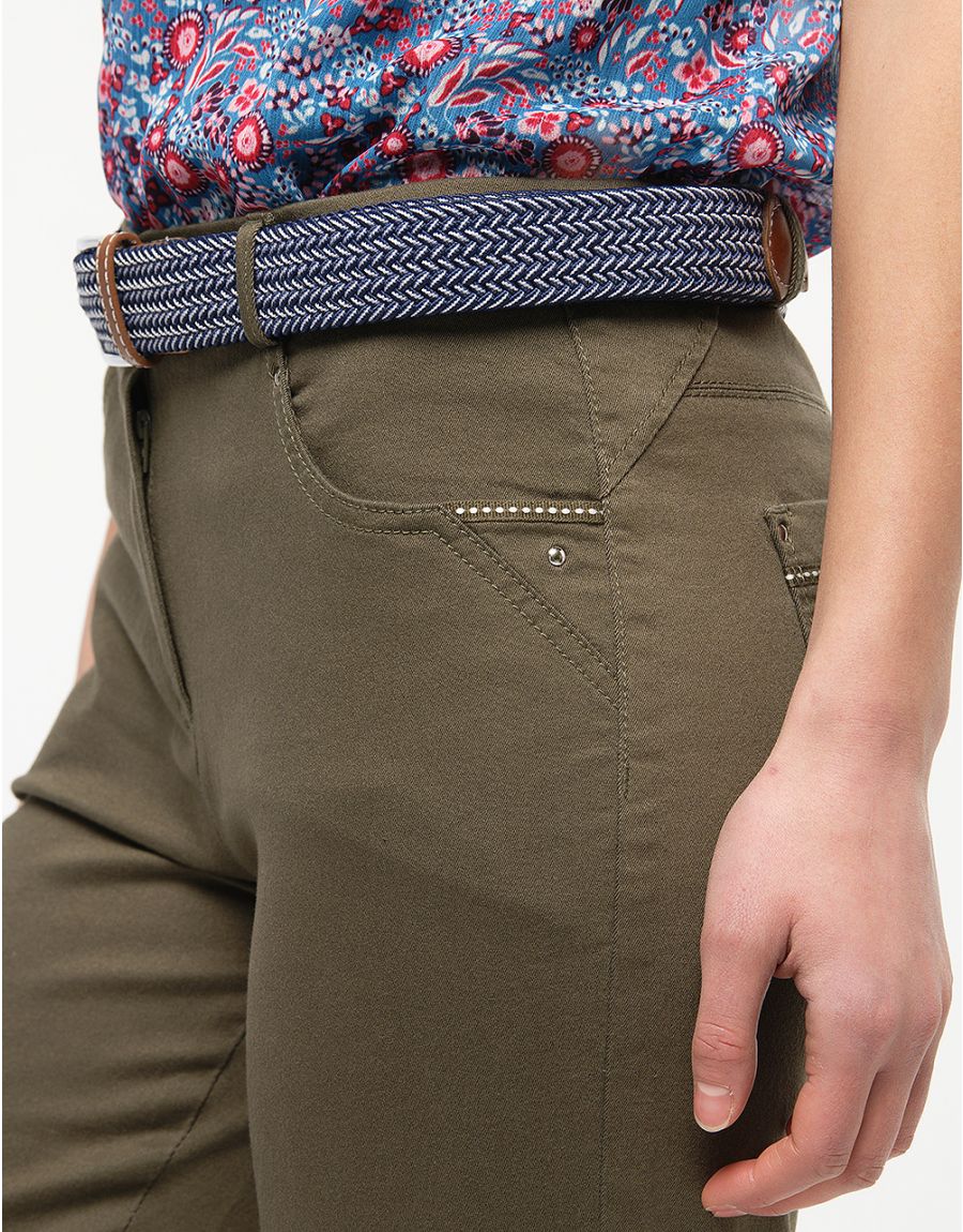 Jean slim vert kaki coton
