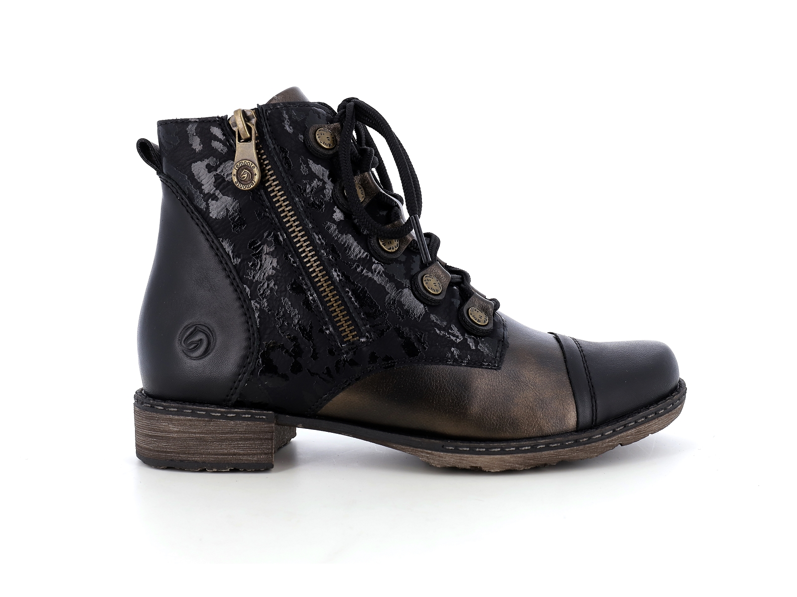 Remonte-D4391 Matières combinées Noir Bronze