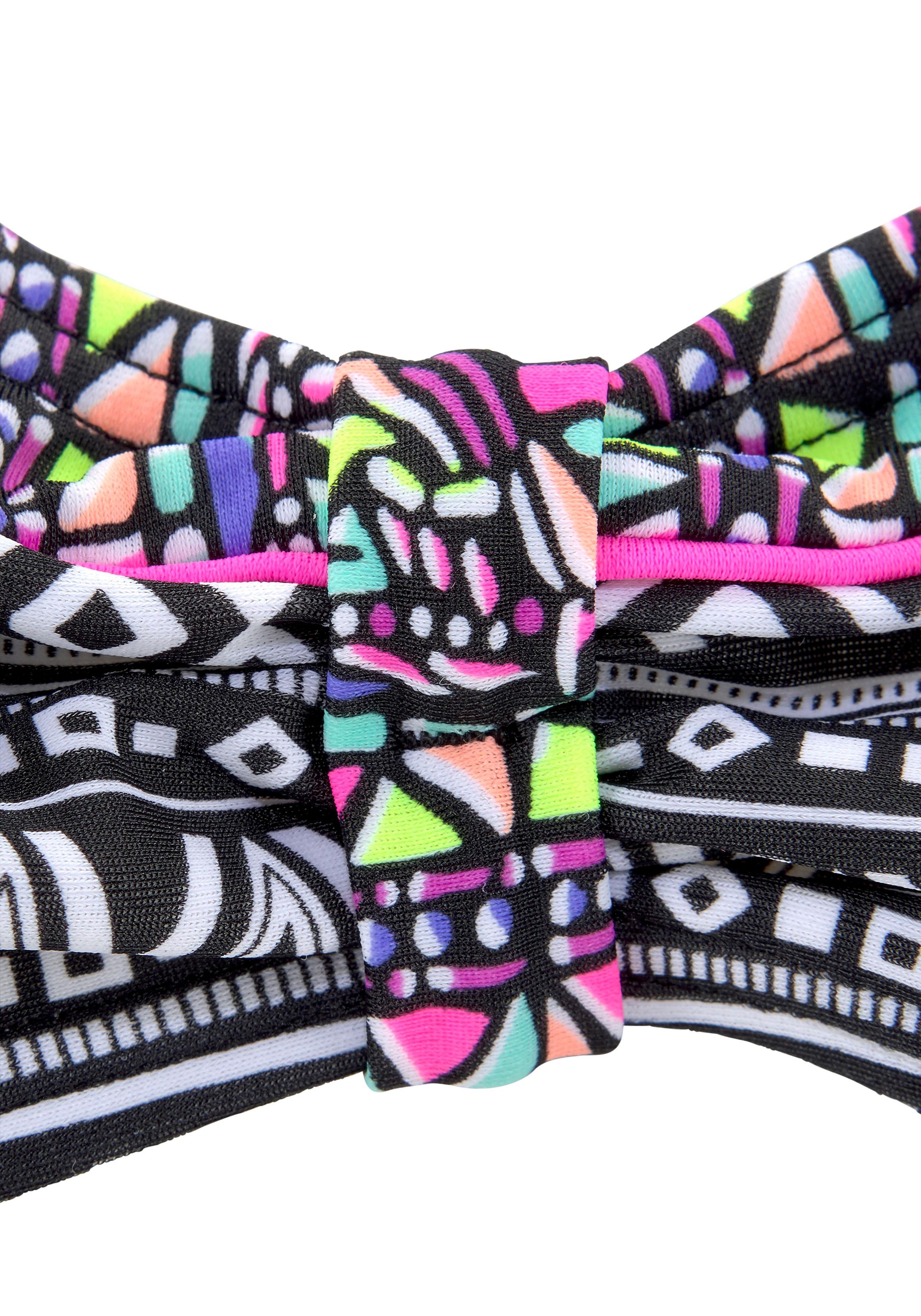 Buffalo Bandeau-Bikini , mit Ethnodruck und Kontrastdetails