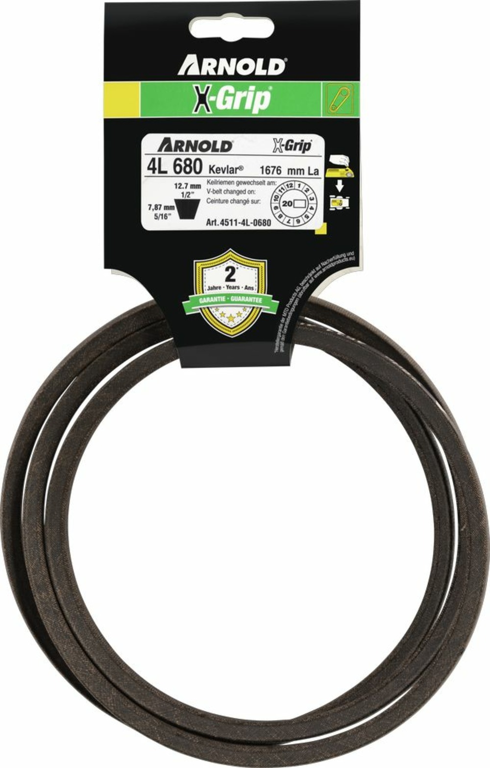 Courroie trapézoïdale x-grip v de type 4l680