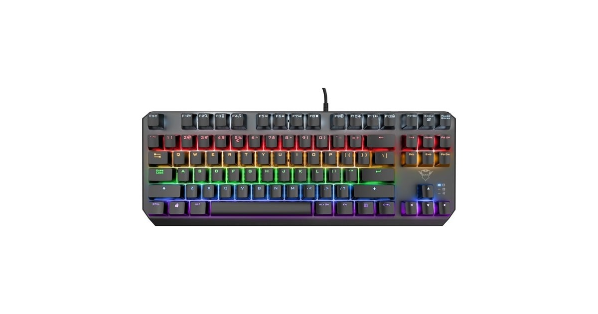 TrustGXT 834 Callaz, gaming toetsenbord  (Zwart, EU lay-out (QWERTY), Outemu Red, TKL, RGB led)