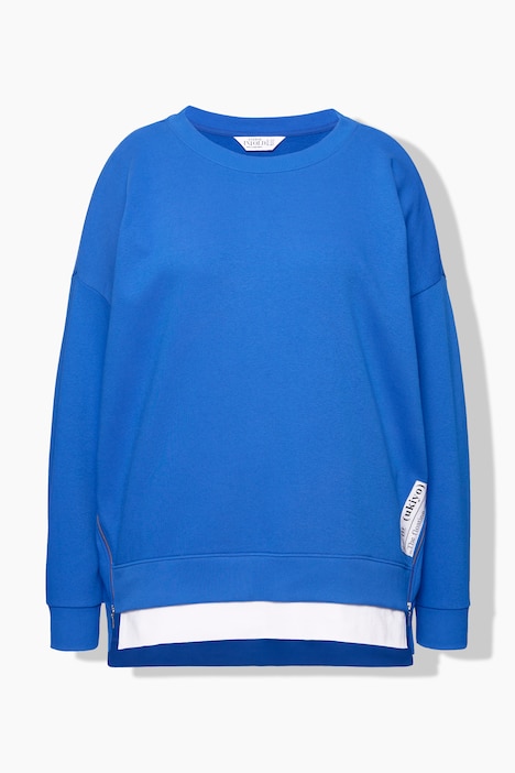 Sweatshirt, oversized, Layering-Look, Seitenzipper