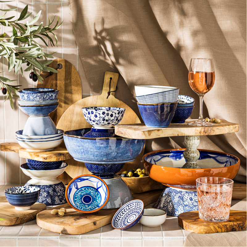 Schaaltje blue print - diamonds - ⌀14 cm