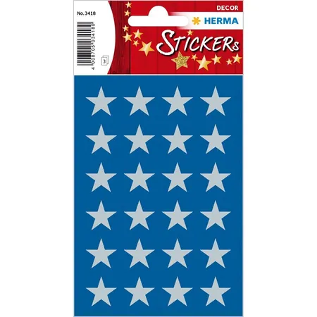 HERMA Weihnachts-Sticker Sterne, 15 mm, silber