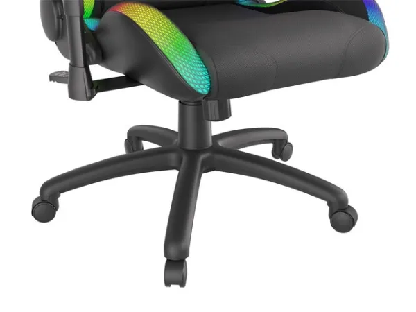 Genesis Trit 500 RGB - Stol - ergonomisk - lænestol - armstøtter - T-formet - vippe - drejeled - tekstil, PU syntetisk læder - sort