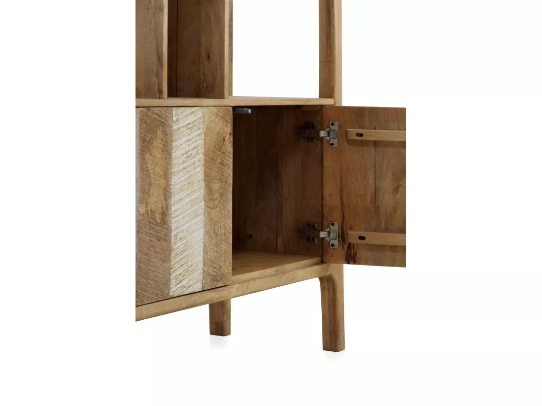 Étagère en bois de manguier massif marron clair