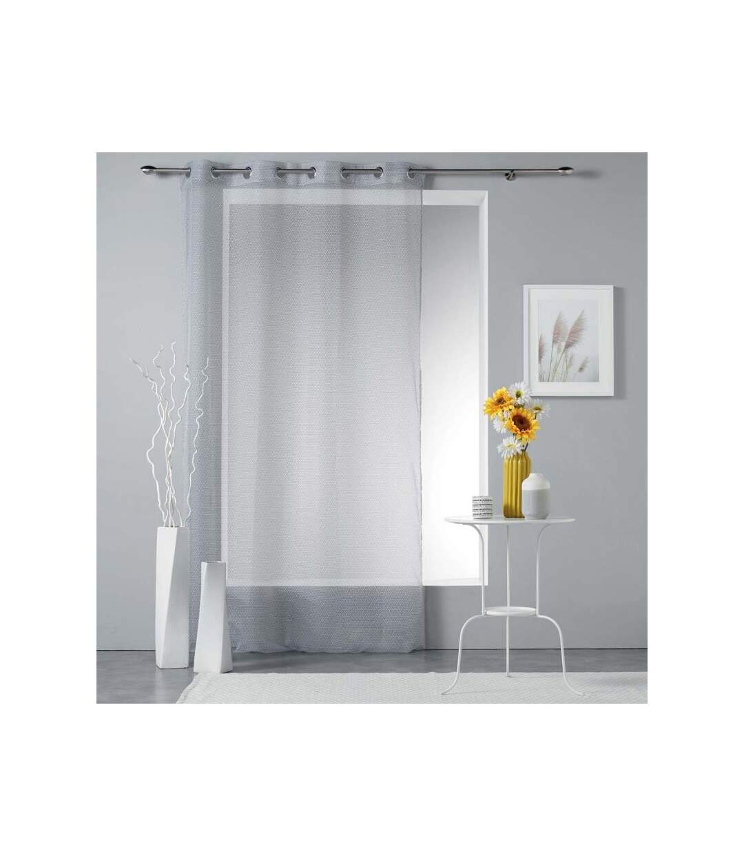 Paris Prix - Rideau Voilage à œillets stellaire 140x240cm Gris