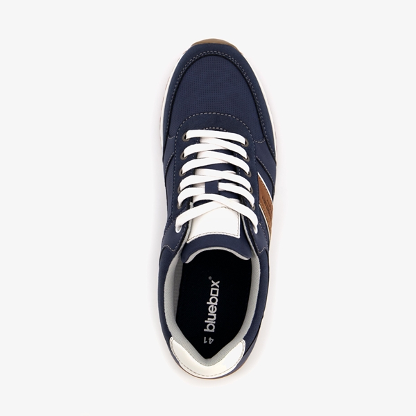 Blue Box heren sneakers blauw met bruine details