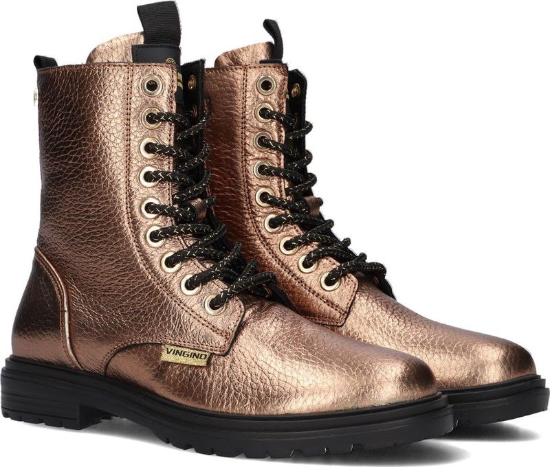 Vingino - Julia - Veterboots - Metallic - Leer - Imitatieleer