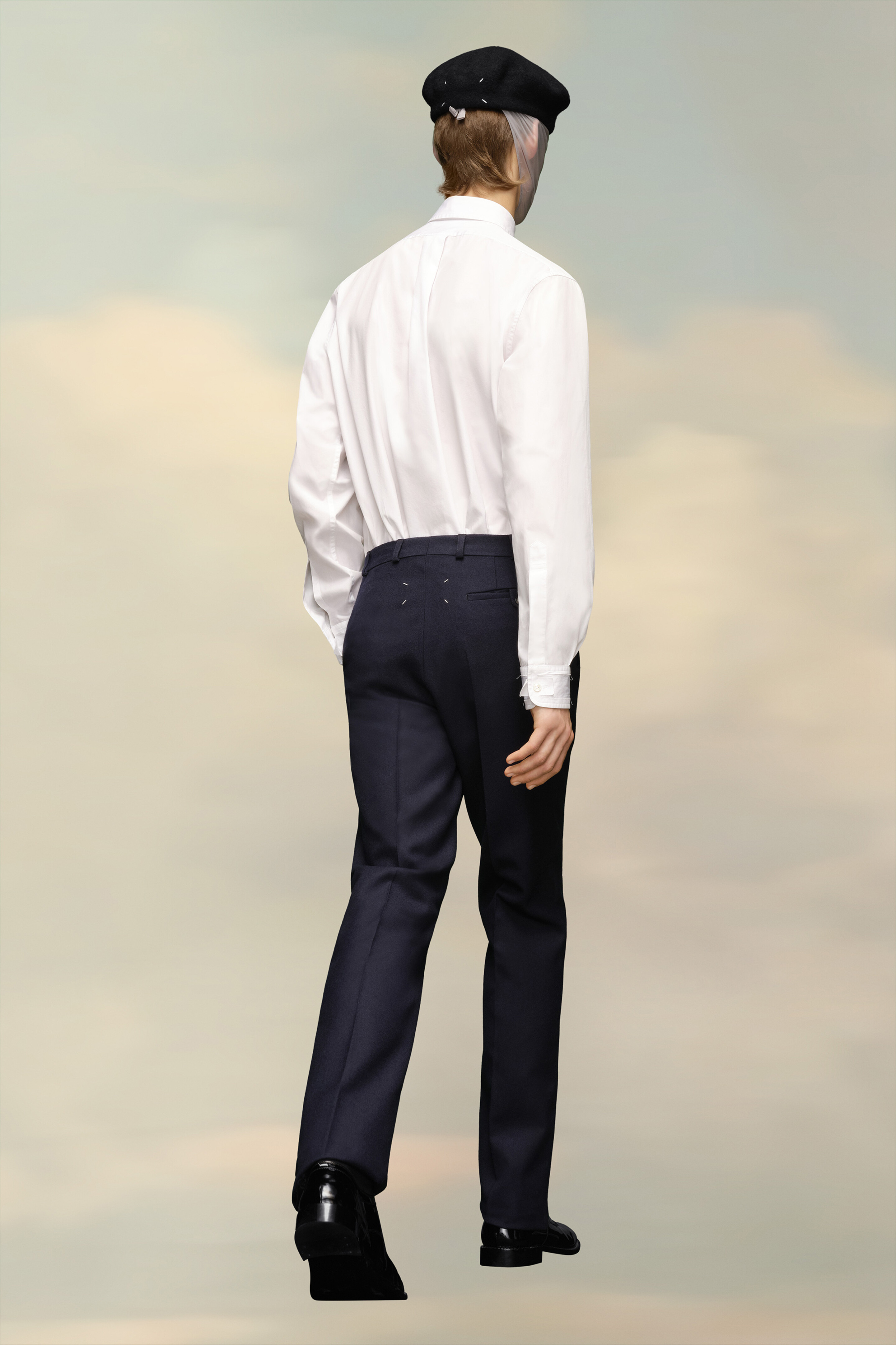 Pantalon plissé en sergé de laine