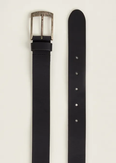 Cuba leather belt zwart (ZWART)