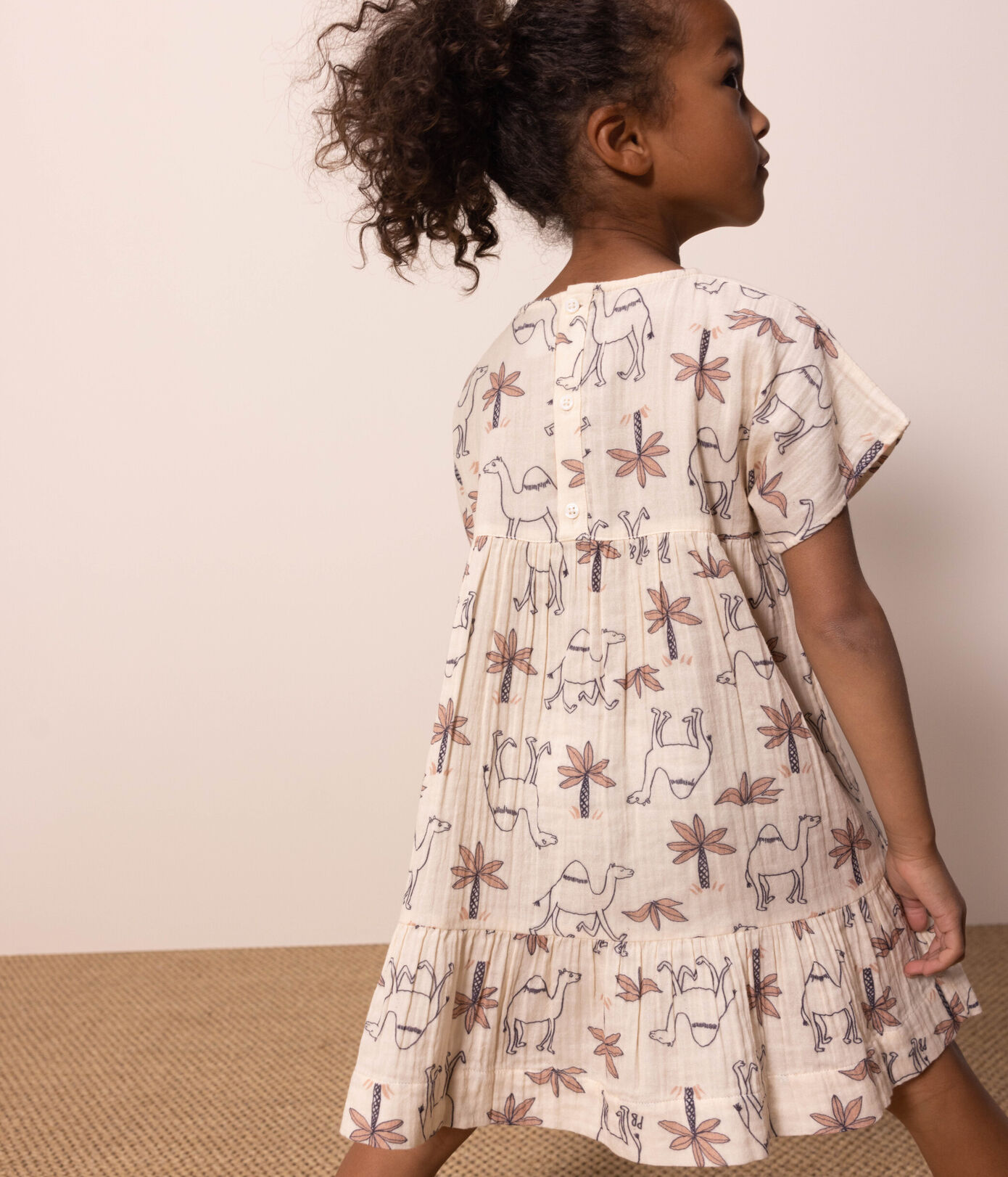 Robe manches courtes en gaze de coton enfant fille