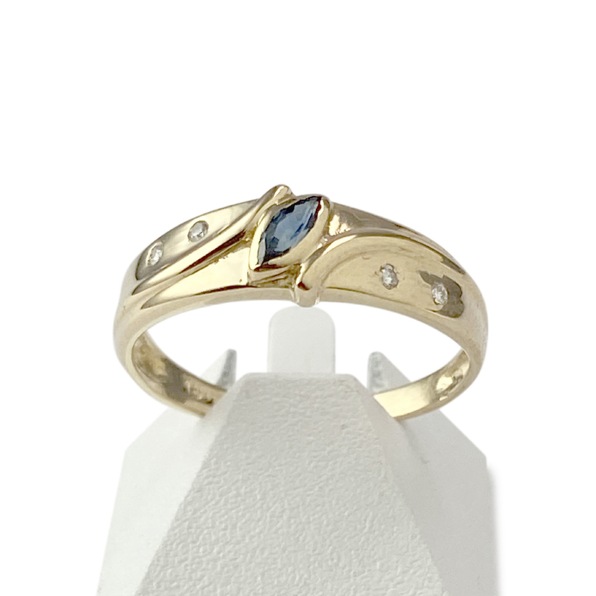 Bague d'occasion or 750 jaune diamants saphir
