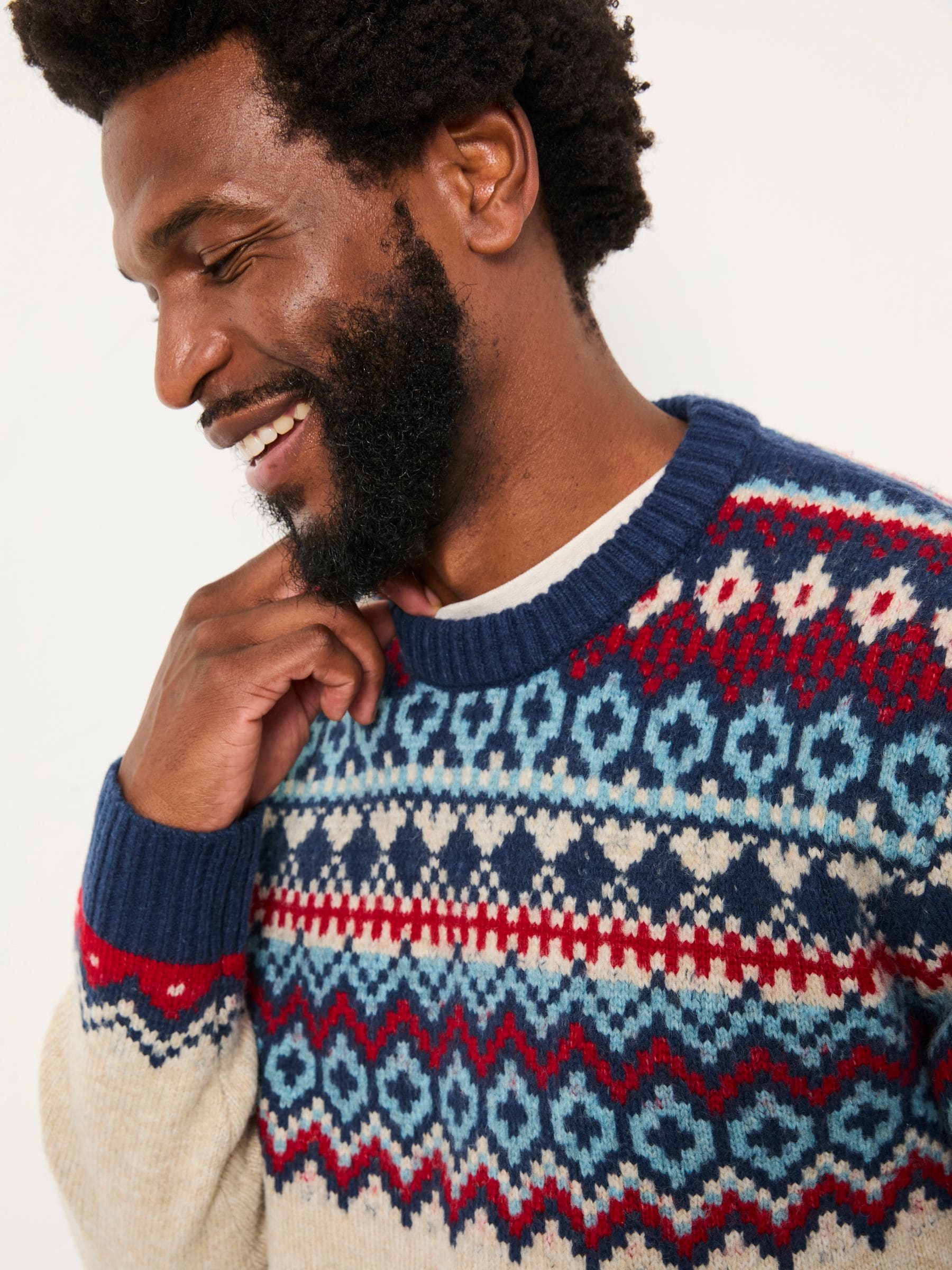 FatFace Knitted Fairisle Crew Jumper